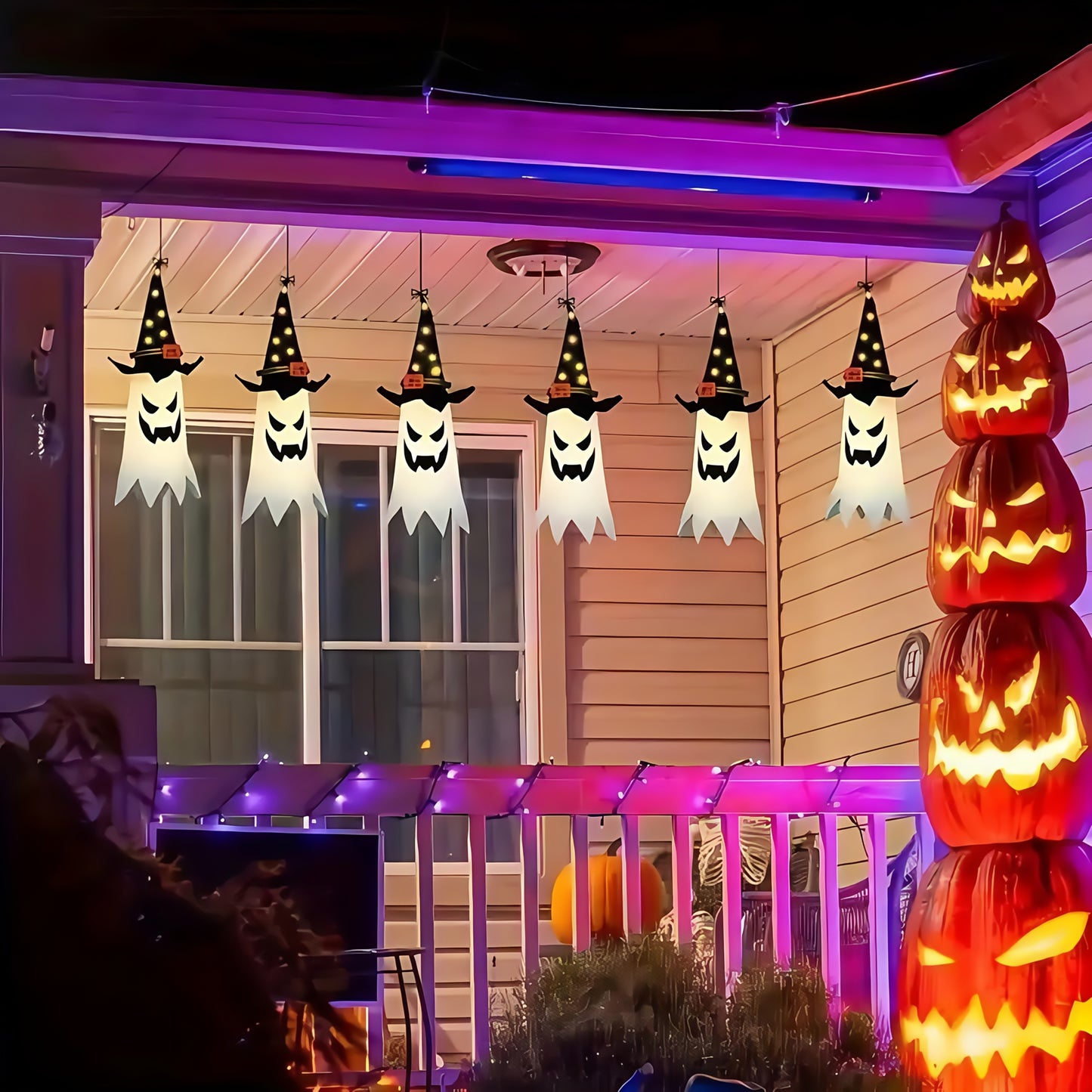1/3pcs Set LED Indoor Glow with Witch Hat Lights - Holiday and Halloween Decor, White, Hanging, Foldable, Button Control, Removable Lamp, Battery Powered by Coin Cell (Coin Cells Included), with 3 Flashing Modes, Suitable for