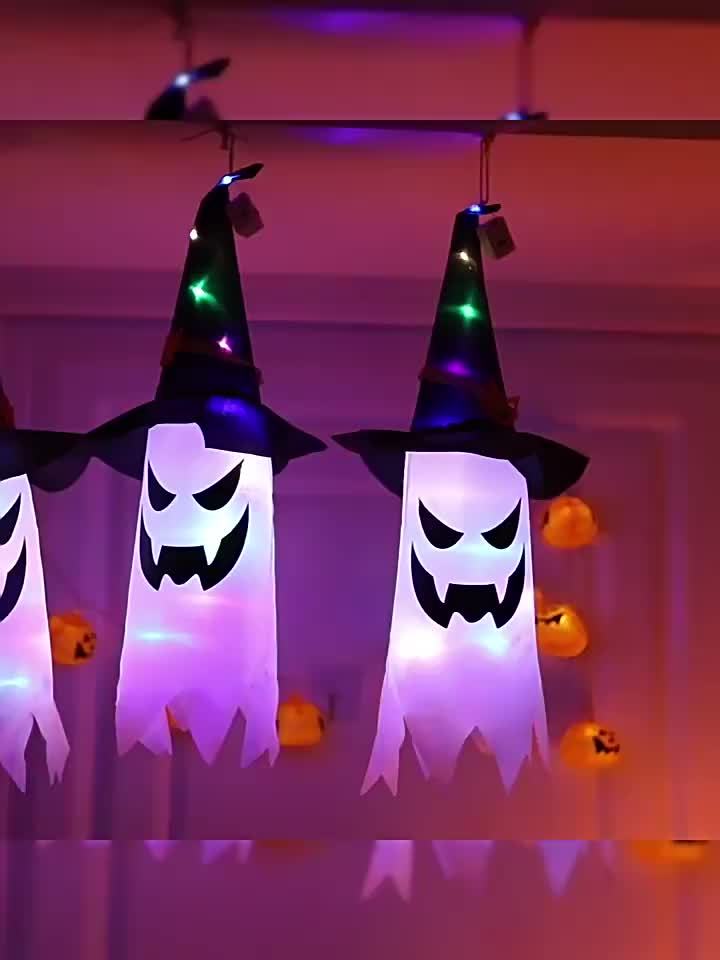 1/3pcs Set LED Indoor Glow with Witch Hat Lights - Holiday and Halloween Decor, White, Hanging, Foldable, Button Control, Removable Lamp, Battery Powered by Coin Cell (Coin Cells Included), with 3 Flashing Modes, Suitable for