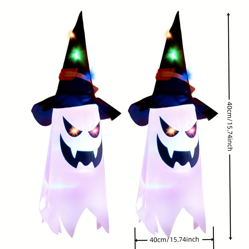 1/3pcs Set LED Indoor Glow with Witch Hat Lights - Holiday and Halloween Decor, White, Hanging, Foldable, Button Control, Removable Lamp, Battery Powered by Coin Cell (Coin Cells Included), with 3 Flashing Modes, Suitable for