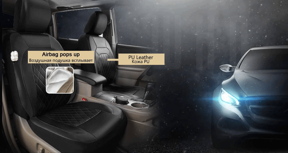 Universal Car Seat Cover Set PU Leather Vehicle Cushion Full Surrounded Protector Pad Anti-Scratch Fit Sedan Suv Pick-up Truck