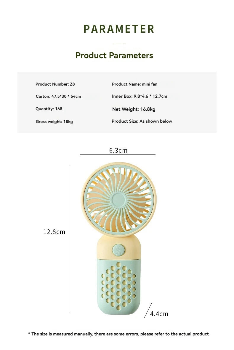 2025 New Handheld Charging Fan Cartoon Cute Small Student Charging Small Fan Portable Mini USB Fan Mini Pocket