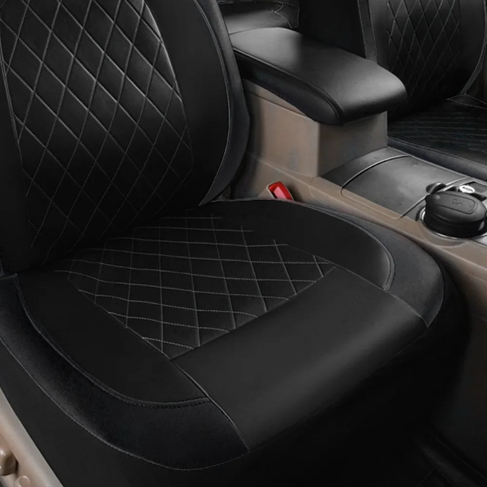 Universal Car Seat Cover Set PU Leather Vehicle Cushion Full Surrounded Protector Pad Anti-Scratch Fit Sedan Suv Pick-up Truck