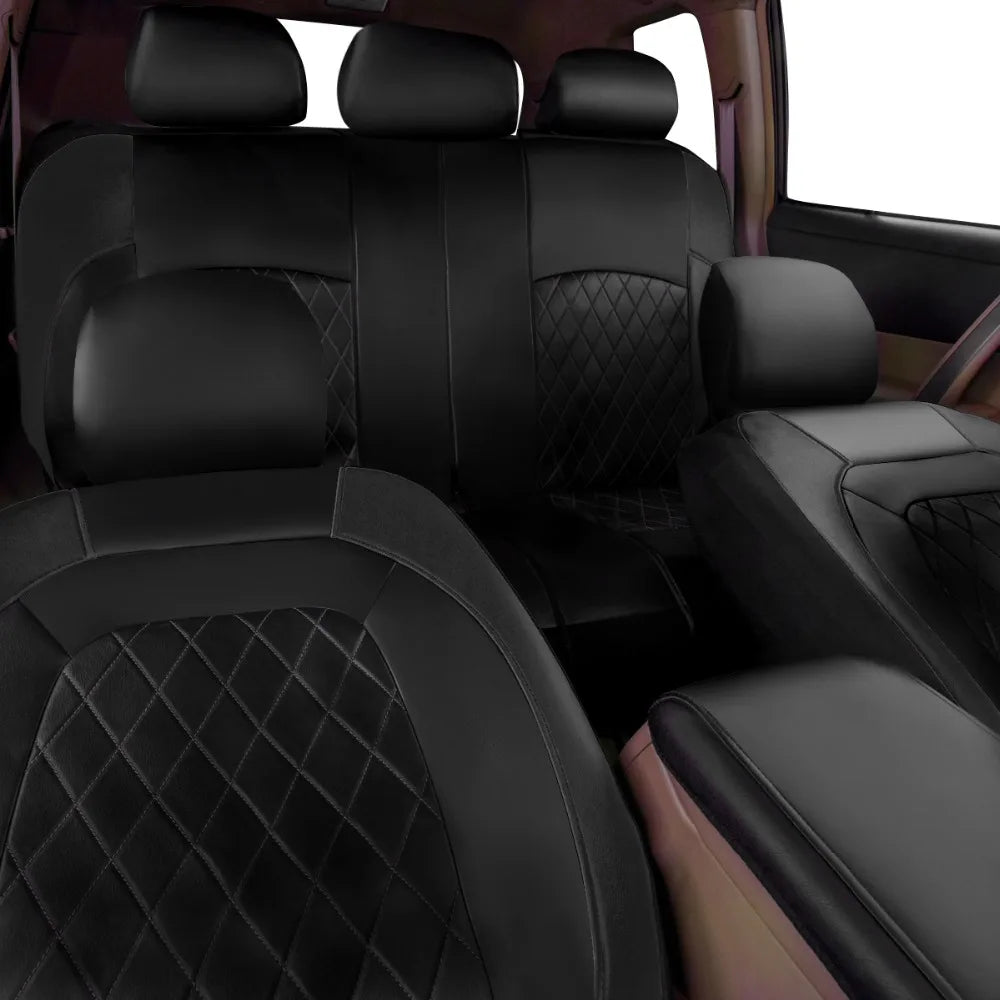 Universal Car Seat Cover Set PU Leather Vehicle Cushion Full Surrounded Protector Pad Anti-Scratch Fit Sedan Suv Pick-up Truck