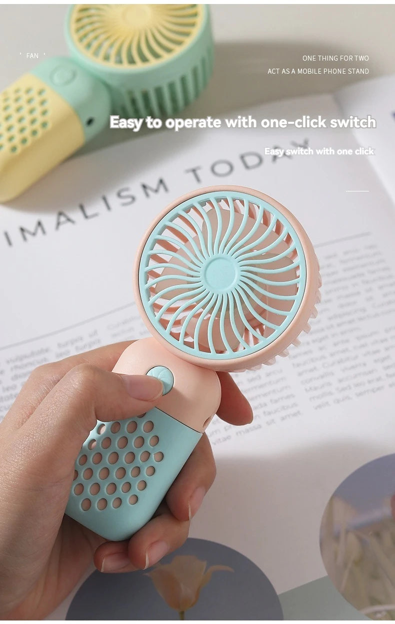 2025 New Handheld Charging Fan Cartoon Cute Small Student Charging Small Fan Portable Mini USB Fan Mini Pocket