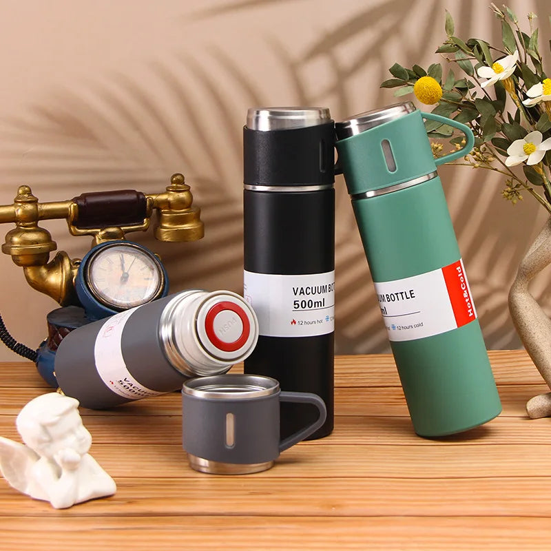 304 Stainless Steel Vacuum Insulated Bottle Gift Set Office Business Style Coffee Mug Thermos Bottle Portable Flask Carafe gift