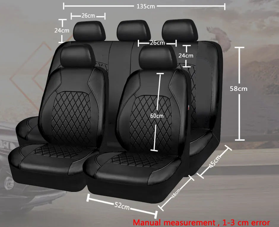 Universal Car Seat Cover Set PU Leather Vehicle Cushion Full Surrounded Protector Pad Anti-Scratch Fit Sedan Suv Pick-up Truck