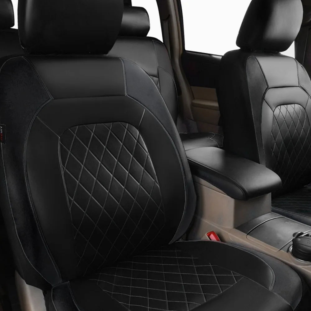 Universal Car Seat Cover Set PU Leather Vehicle Cushion Full Surrounded Protector Pad Anti-Scratch Fit Sedan Suv Pick-up Truck