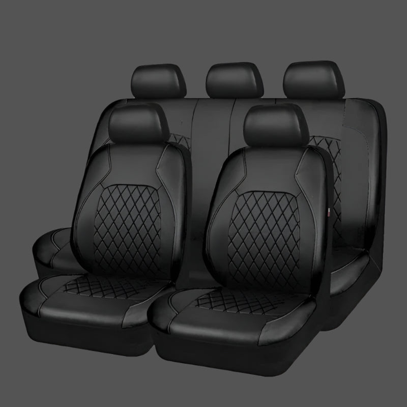 Universal Car Seat Cover Set PU Leather Vehicle Cushion Full Surrounded Protector Pad Anti-Scratch Fit Sedan Suv Pick-up Truck