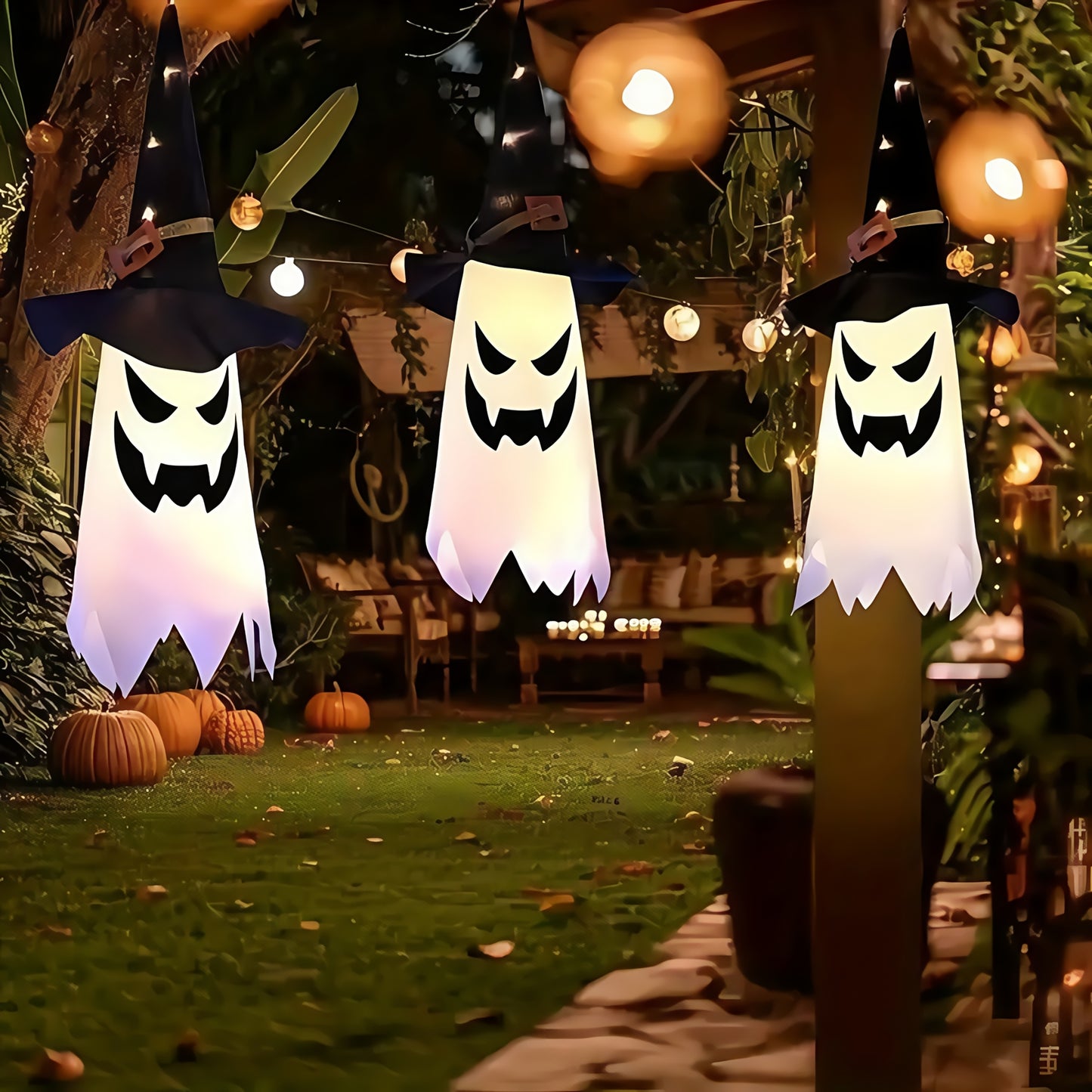 1/3pcs Set LED Indoor Glow with Witch Hat Lights - Holiday and Halloween Decor, White, Hanging, Foldable, Button Control, Removable Lamp, Battery Powered by Coin Cell (Coin Cells Included), with 3 Flashing Modes, Suitable for