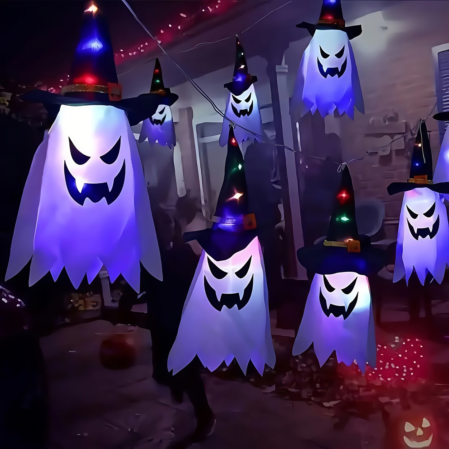 1/3pcs Set LED Indoor Glow with Witch Hat Lights - Holiday and Halloween Decor, White, Hanging, Foldable, Button Control, Removable Lamp, Battery Powered by Coin Cell (Coin Cells Included), with 3 Flashing Modes, Suitable for