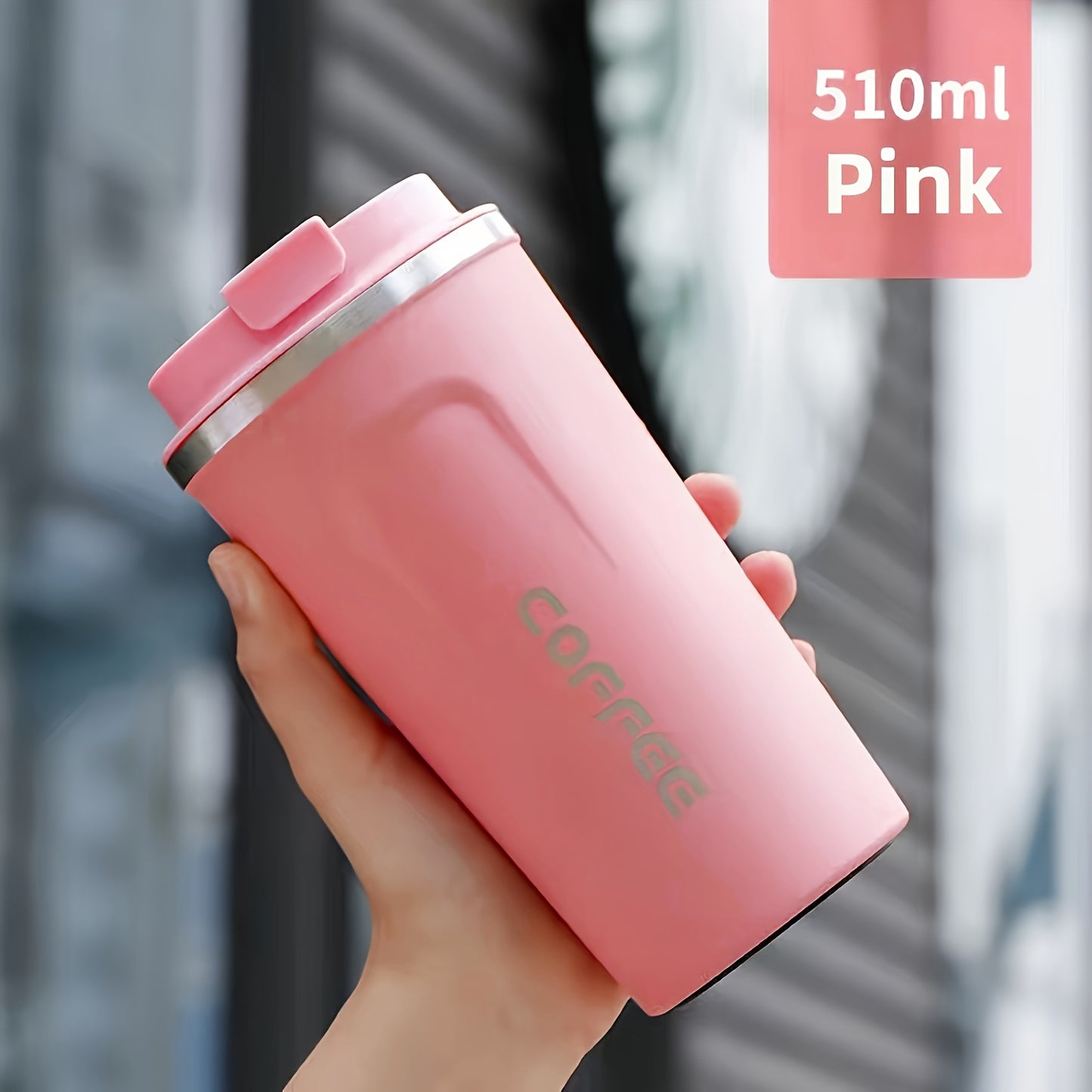 Vacuum Insulated Coffee Insulated - Double-Wall Stainless Steel Leakproof Insulated Flask, 304 Grade Reusable Travel Mug with Lid Lock, 24H Hot/Cold Retention for Coffee, Tea, Drinks - Black/White, Gift for Coffee & Tea Lover