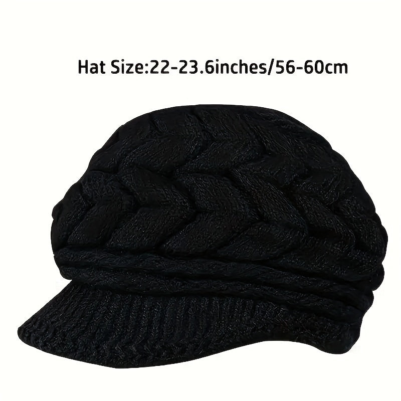 Women's Fashion Knit Beret Cap - Cozy Polyester Warm Beret with Fleece Lining for New Year, Solid Color, Lightweight, Urban Theme with Toggle Closure, Knit Fabric Weaving, Perfect for Streetwear, Cycling, and Social Gathering