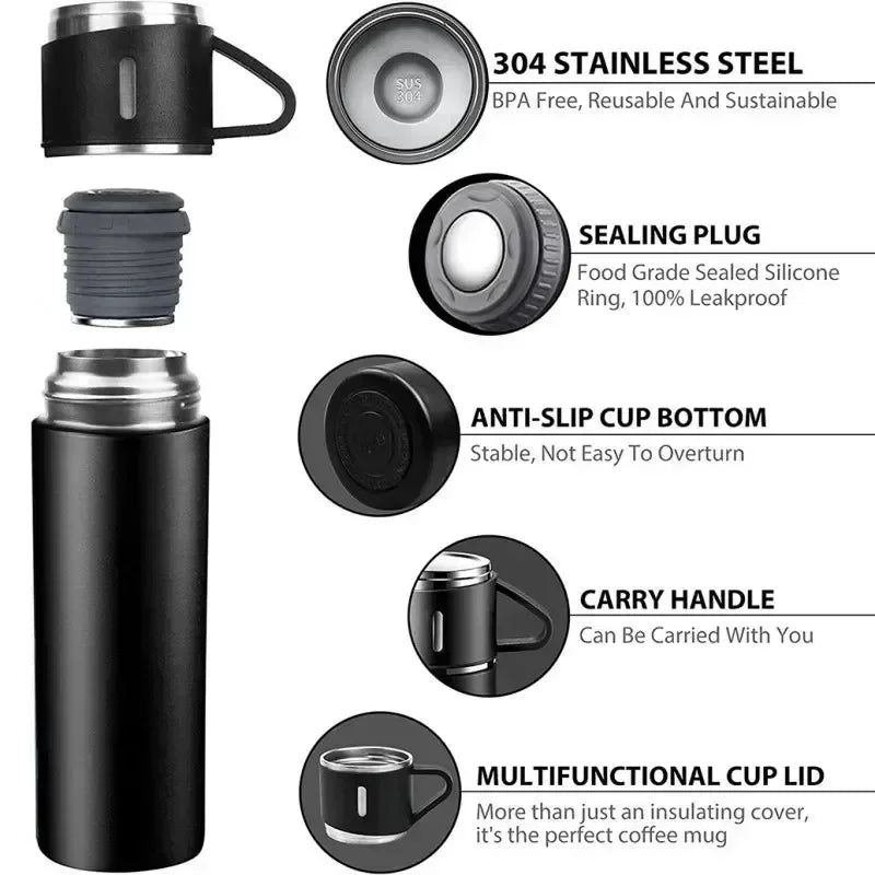 304 Stainless Steel Vacuum Insulated Bottle Gift Set Office Business Style Coffee Mug Thermos Bottle Portable Flask Carafe gift