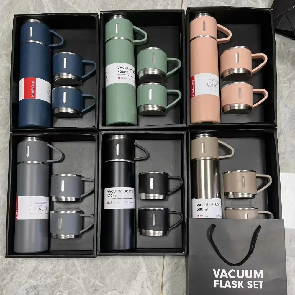 304 Stainless Steel Vacuum Insulated Bottle Gift Set Office Business Style Coffee Mug Thermos Bottle Portable Flask Carafe gift